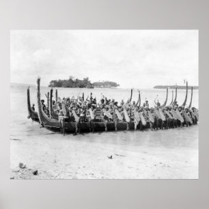 Póster Canoa de Guerra das Ilhas Salomão, 1922