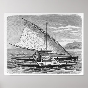 Póster Canoa dobro do Fijian da história de