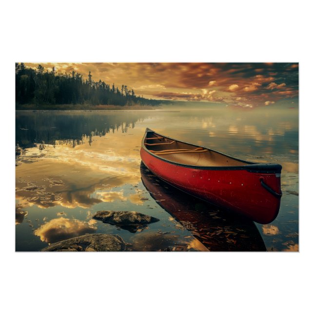Póster Canoa em um rio (Frente)