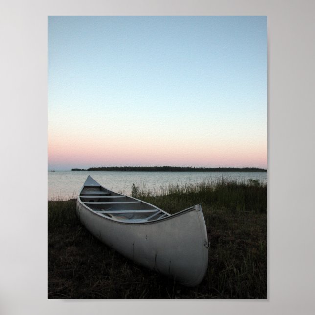 Póster Canoa na Praia ao Crepúsculo (Frente)