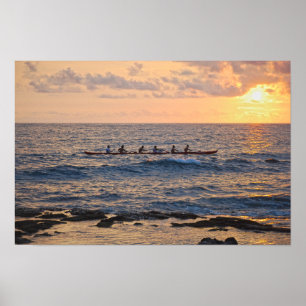 Poster Canoa Ugatilho ao Sunset na Grande Ilha de Haw