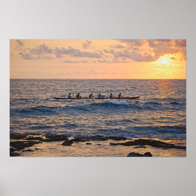 Poster Canoa Ugatilho ao Sunset na Grande Ilha de Haw (Frente)