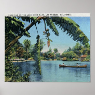 Póster Canoagem, Echo Park, Los Angeles Vintage