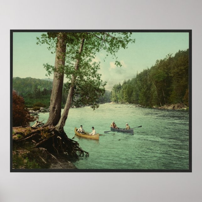 Póster Canoagem em um Stream de Montanha Adirondack (Frente)