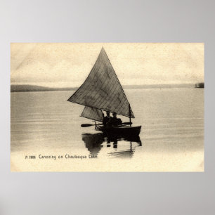 Póster Canoeing no vintage 1905 de Chatauqua New York do