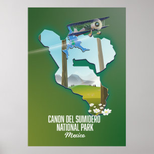 Poster Canon del Sumidero, mapa do méxico