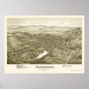 Póster Canonsburg, mapa panorâmico do PA - 1897