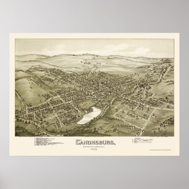 Póster Canonsburg, PA Panorâmica - 1897 (Frente)