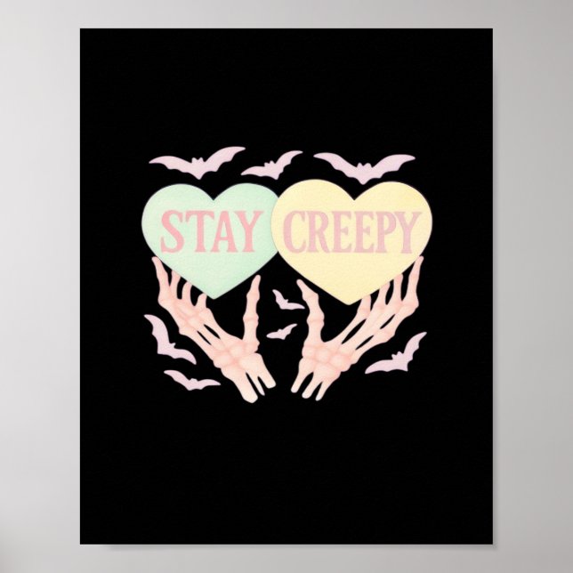 Poster Cansado - Mão De Esqueleto Segurando Corações Doce (Frente)