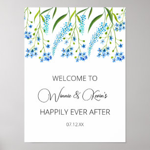 Poster Cantagem de casamento do "Esquecimento-me-Nó" azul