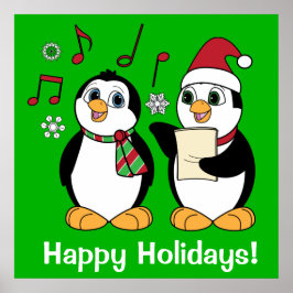 Póster Cantando Pinguins de Natal