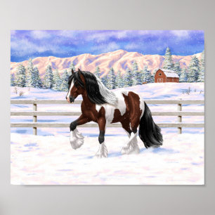 Poster Canteiro De Brown Bay Pinto Gypsy Vanner Draft Hor