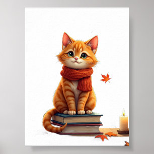 Poster Cantinho de Leitura do Gato Aconchegante Ilustraçã