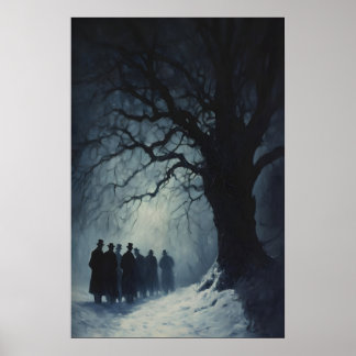 Poster Cantores de Natal Sombrios em Noite Nevosa Misteri