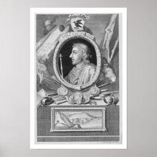 Poster Canute o grande (d.1035) rei de Inglaterra,