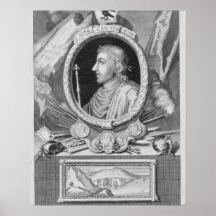 Póster Canute o grande (d.1035) rei de Inglaterra,