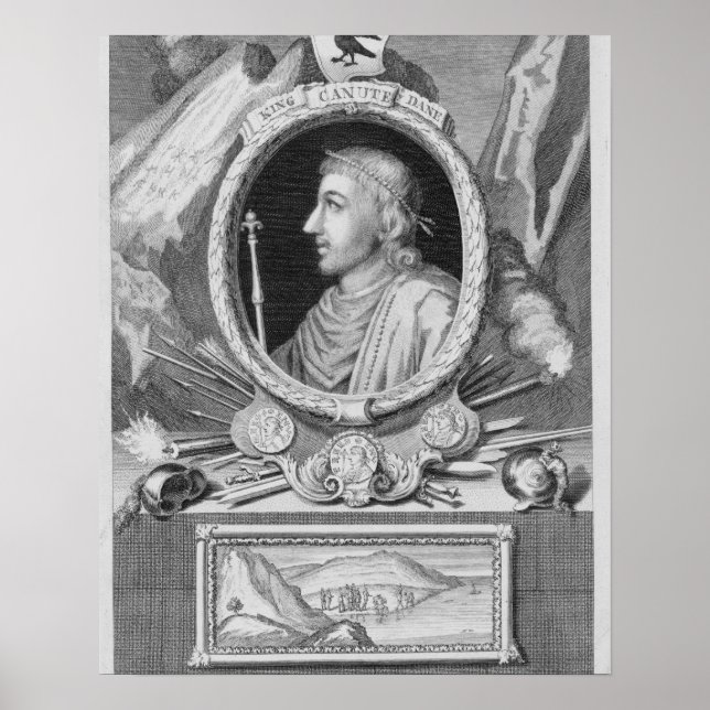 Póster Canute the Excelente (d.1035) King of England, Din (Frente)