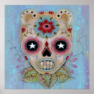 Poster Canvas azuis do crânio do açúcar