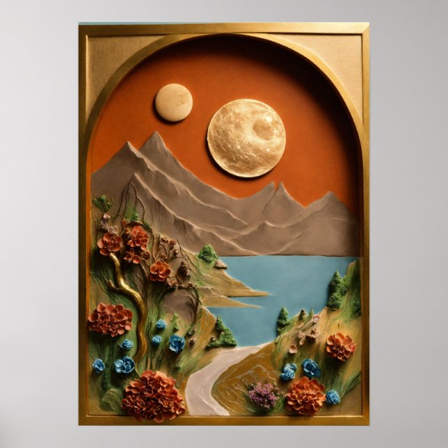 Poster "Canvas Cinzenta: Magia Lua nos Alpes Suíços" (Frente)