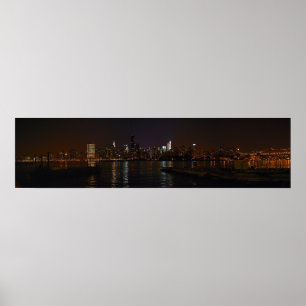 Poster Canvas da foto da skyline da noite da Nova Iorque