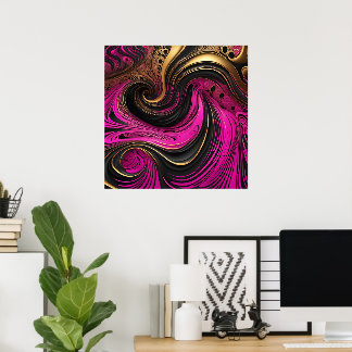 Poster Canvas de espiral Dourada, cor-de-rosa, vibrante, 