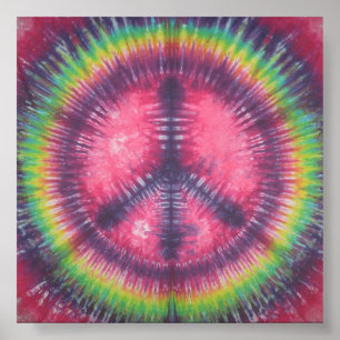 Póster Canvas de Sinais de Paz Roxo Tie Dye
