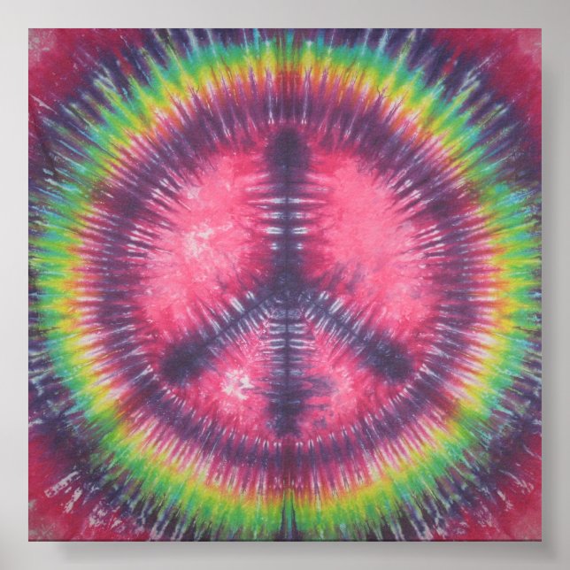 Póster Canvas de Sinais de Paz Roxo Tie Dye (Frente)