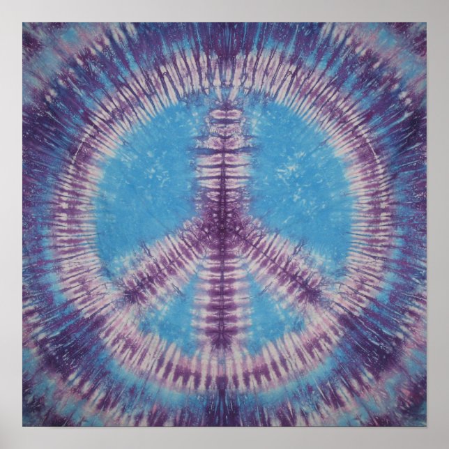 Póster Canvas de Tie Dye com Sinal de Paz Roxo (Frente)