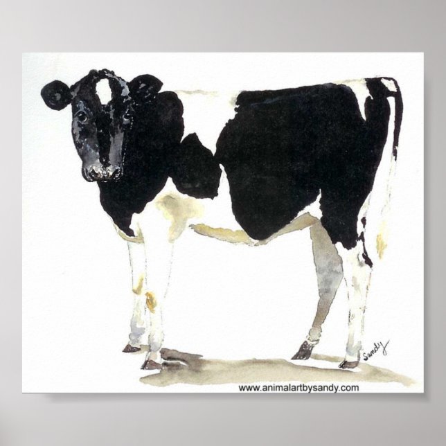 Poster canvas de vaca branca e negra (Frente)