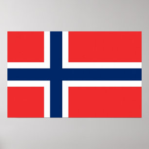 Poster Canvas impressas com sinalizador da Noruega