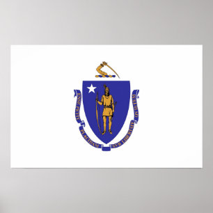 Poster Canvas Print com Flag de Massachusetts, EUA