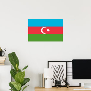 Poster Canvas Print com Flag do Azerbaijão