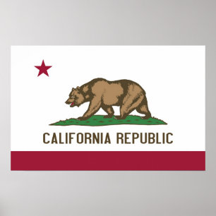 Póster Canvas Print with Flag of California, EUA