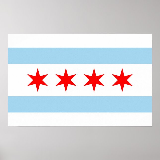 Poster Canvas Print with Flag of Chicago, EUA (Frente)