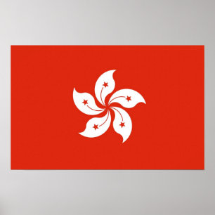 Poster Canvas Print with Flag of Hong Kong, China