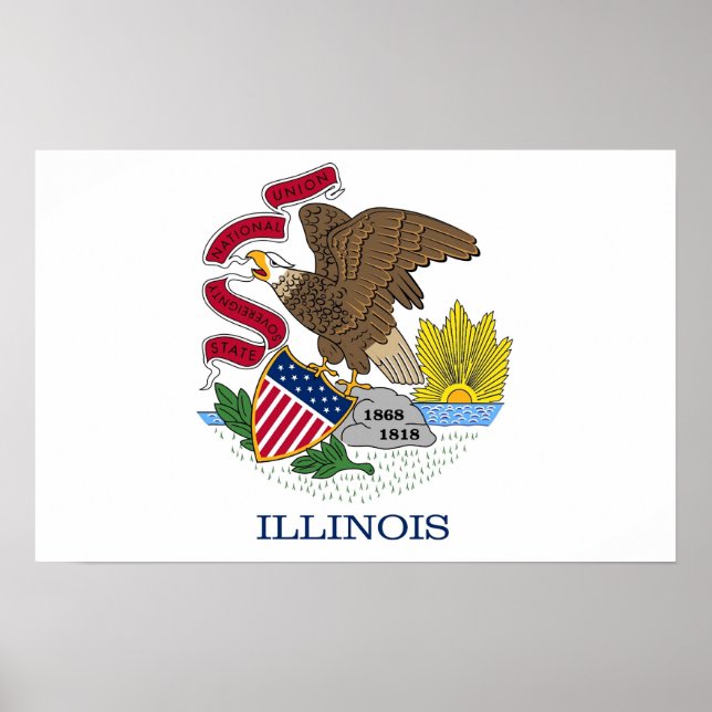 Póster Canvas Print with Flag of Illinois, EUA (Frente)