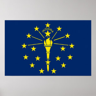 Poster Canvas Print with Flag of Indiana, EUA