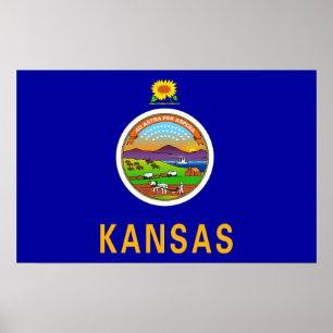 Póster Canvas Print with Flag of Kansas, EUA