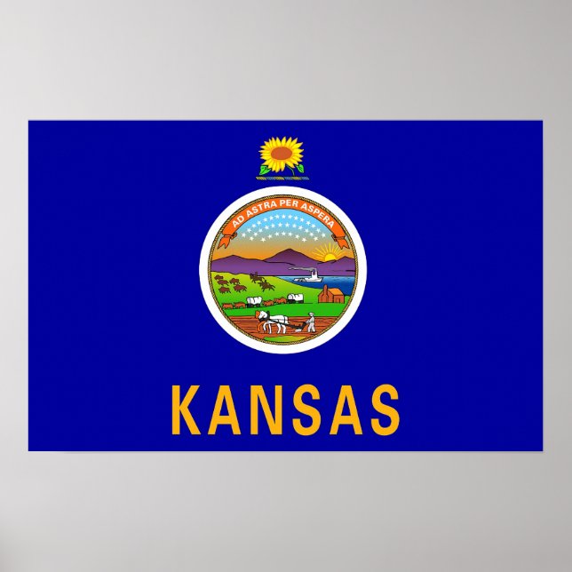 Póster Canvas Print with Flag of Kansas, EUA (Frente)