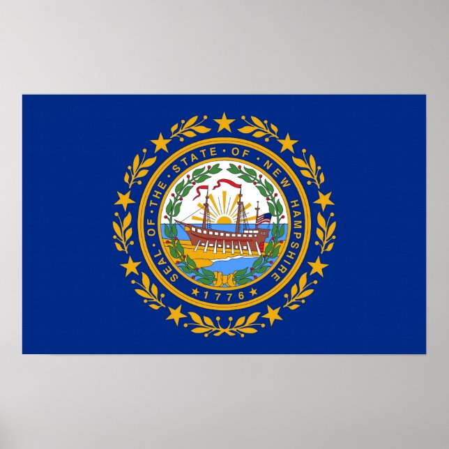 Poster Canvas Print with Flag of New Hampshire, EUA (Frente)