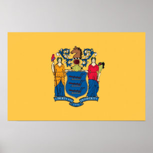 Poster Canvas Print with Flag of New Jersey, EUA