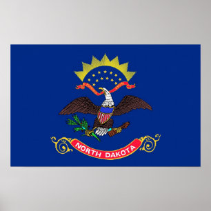 Póster Canvas Print with Flag of North Dakota, EUA