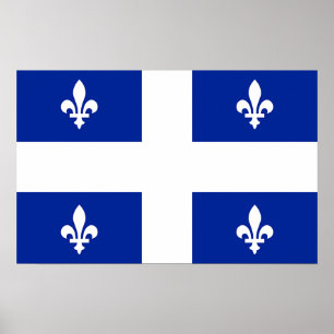Poster Canvas Print with Flag of Quebec, Canadá