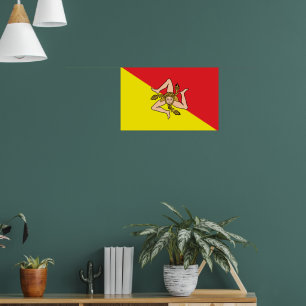Poster Canvas Print with Flag of Sicily, Itália