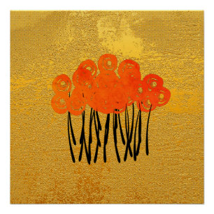 Póster Canvas Rosa Dourada