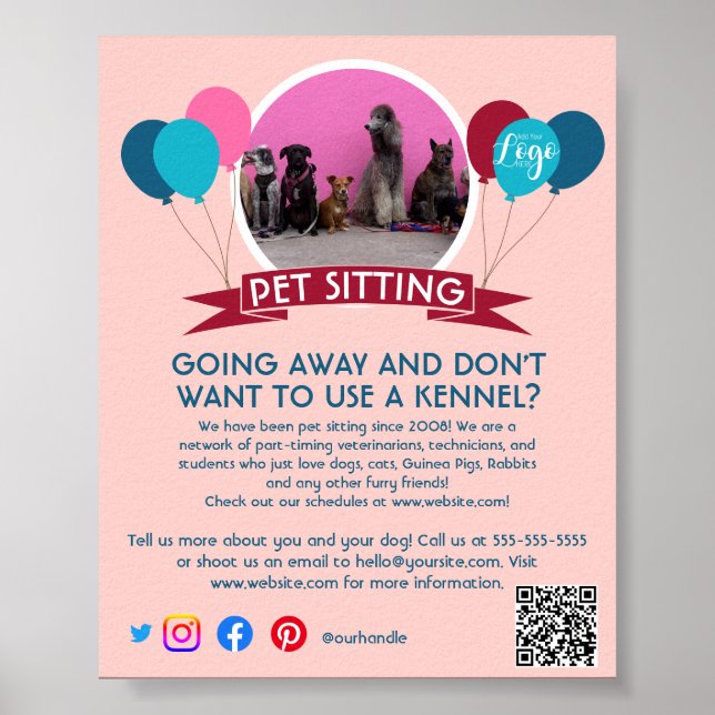 Poster cão andando de estimação sentado serviço de estima (Frente)