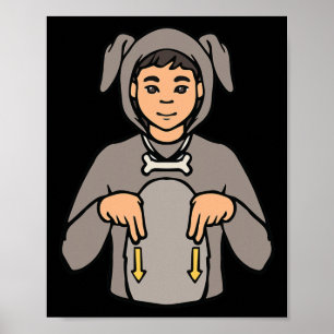 Poster Cão Animal ASL Gesto de Mão Surda Perda Auditiva S