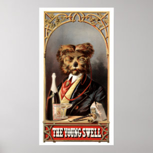 Poster Cão Antiquado com Monóculo