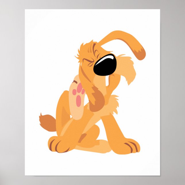 Poster cão arranhado engraçado (Frente)