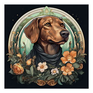 Póster Cão Art Nouveau